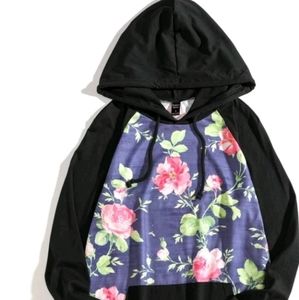 Black flowered hoodie